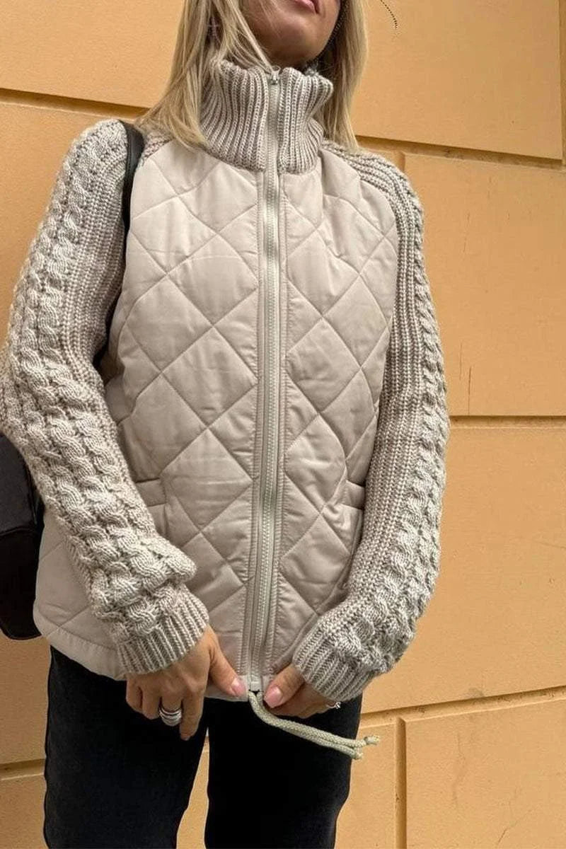 Casual patchwork jas met rits
