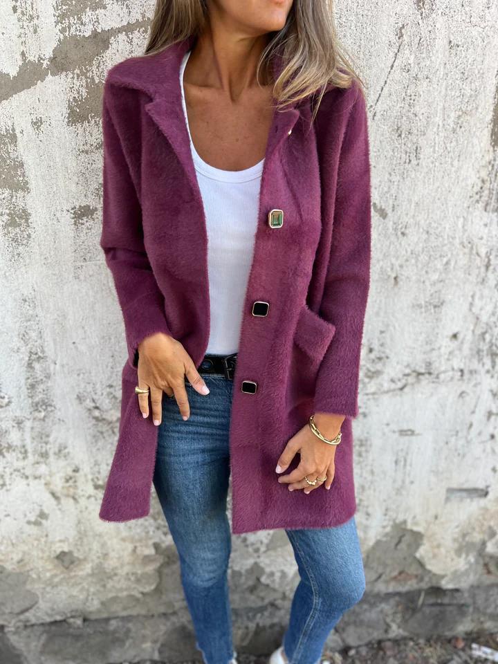 Warme casual jas met revers