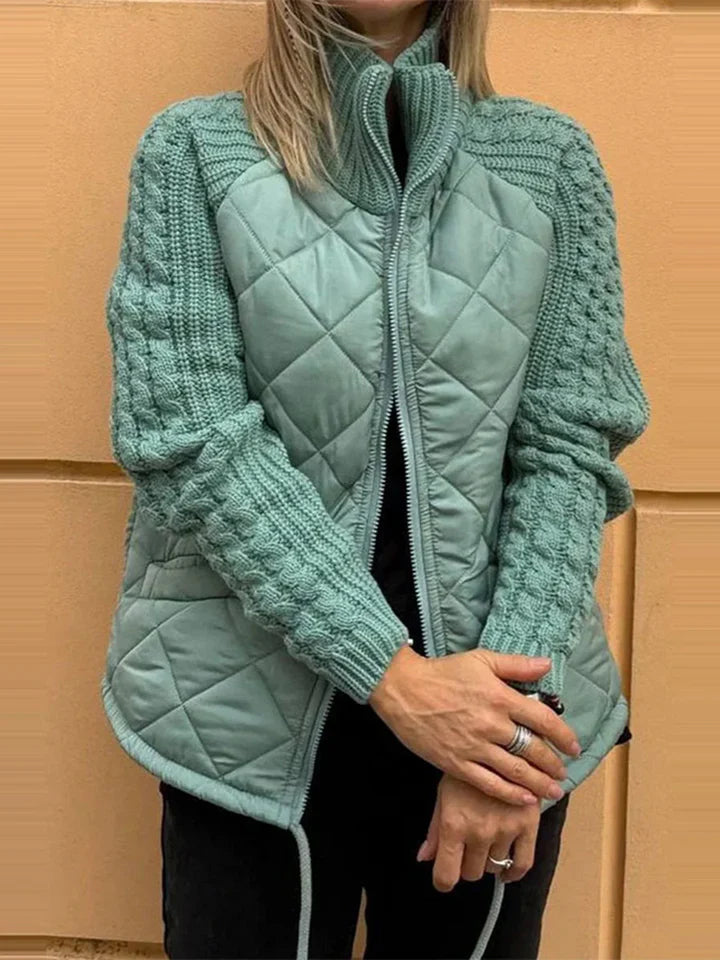Casual patchwork jas met rits