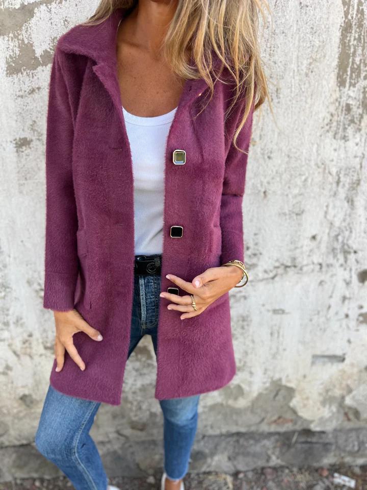 Warme casual jas met revers