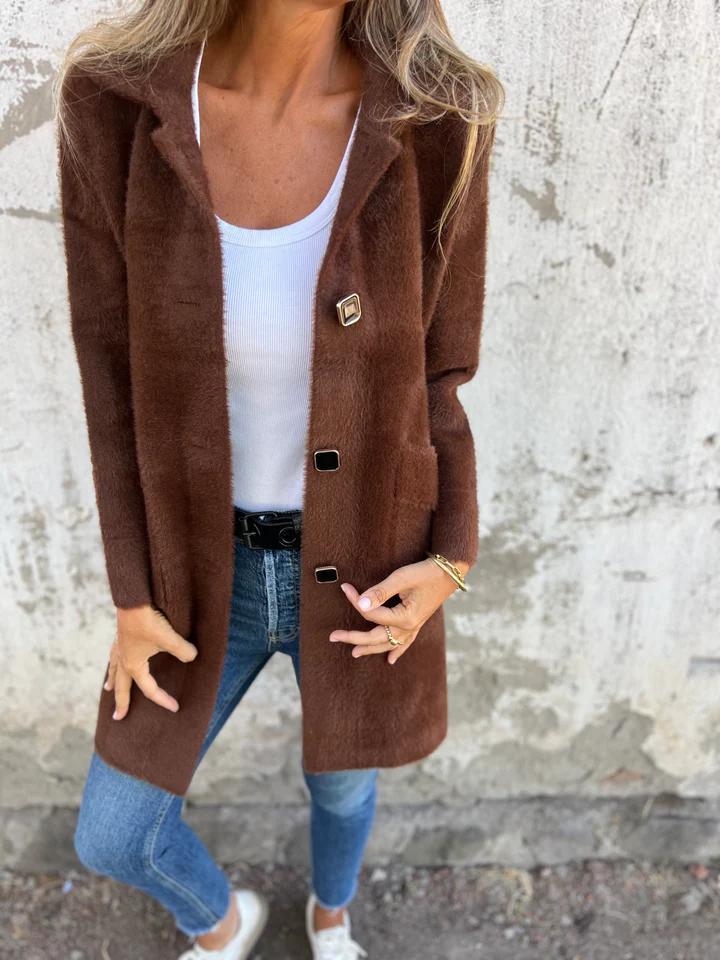 Warme casual jas met revers