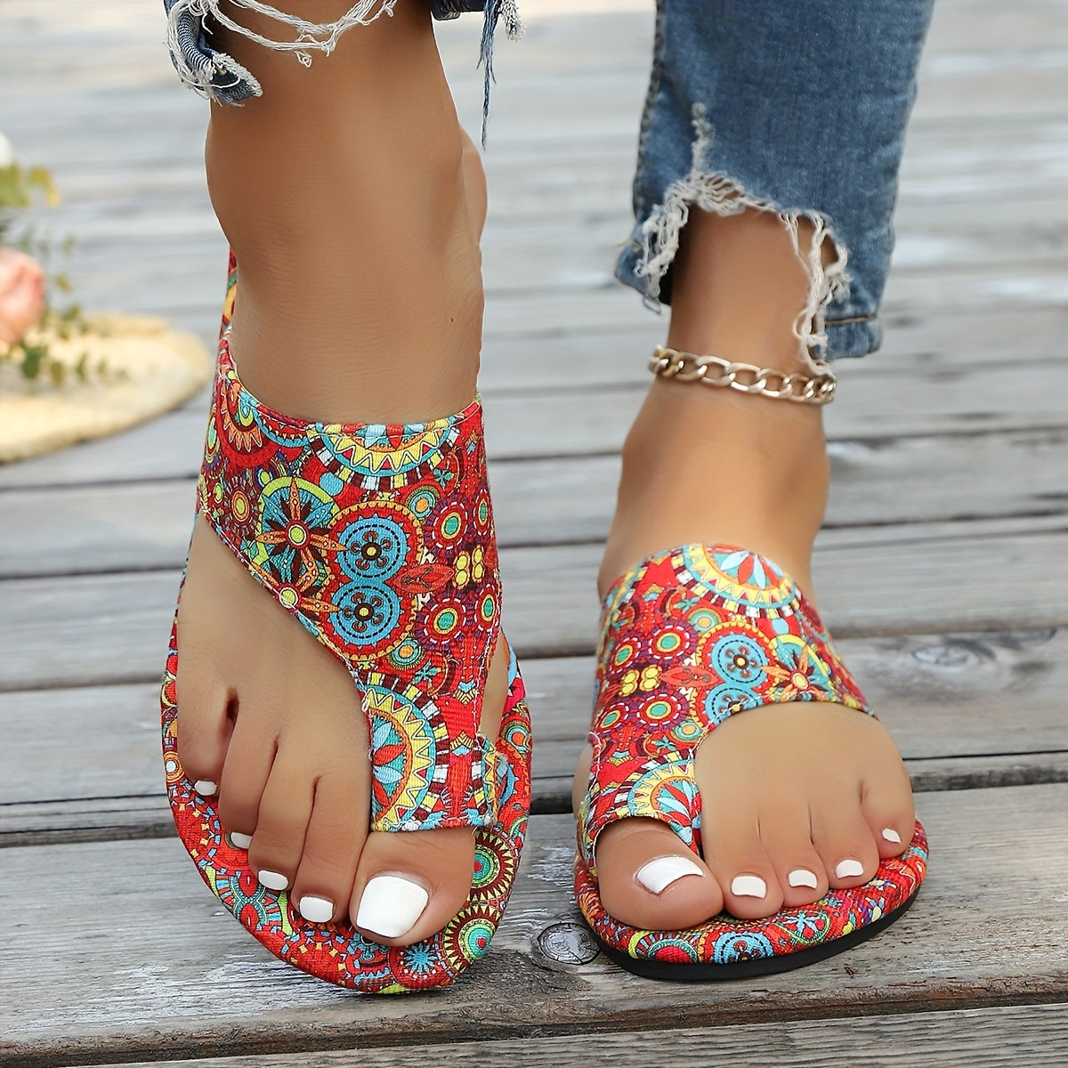 Sandali Estivi Boho con Stampa Floreale