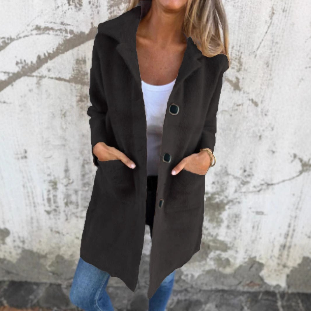 Warme casual jas met revers