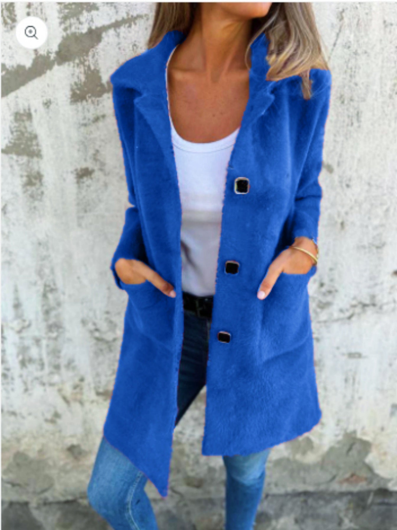 Warme casual jas met revers