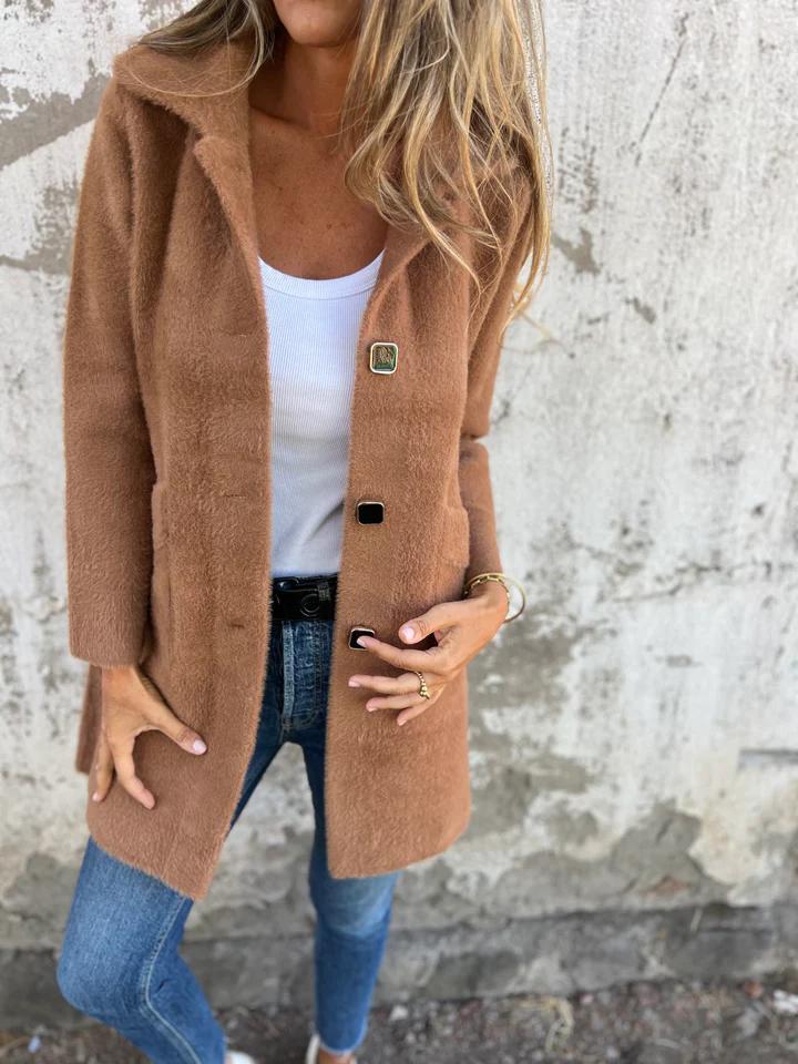 Warme casual jas met revers