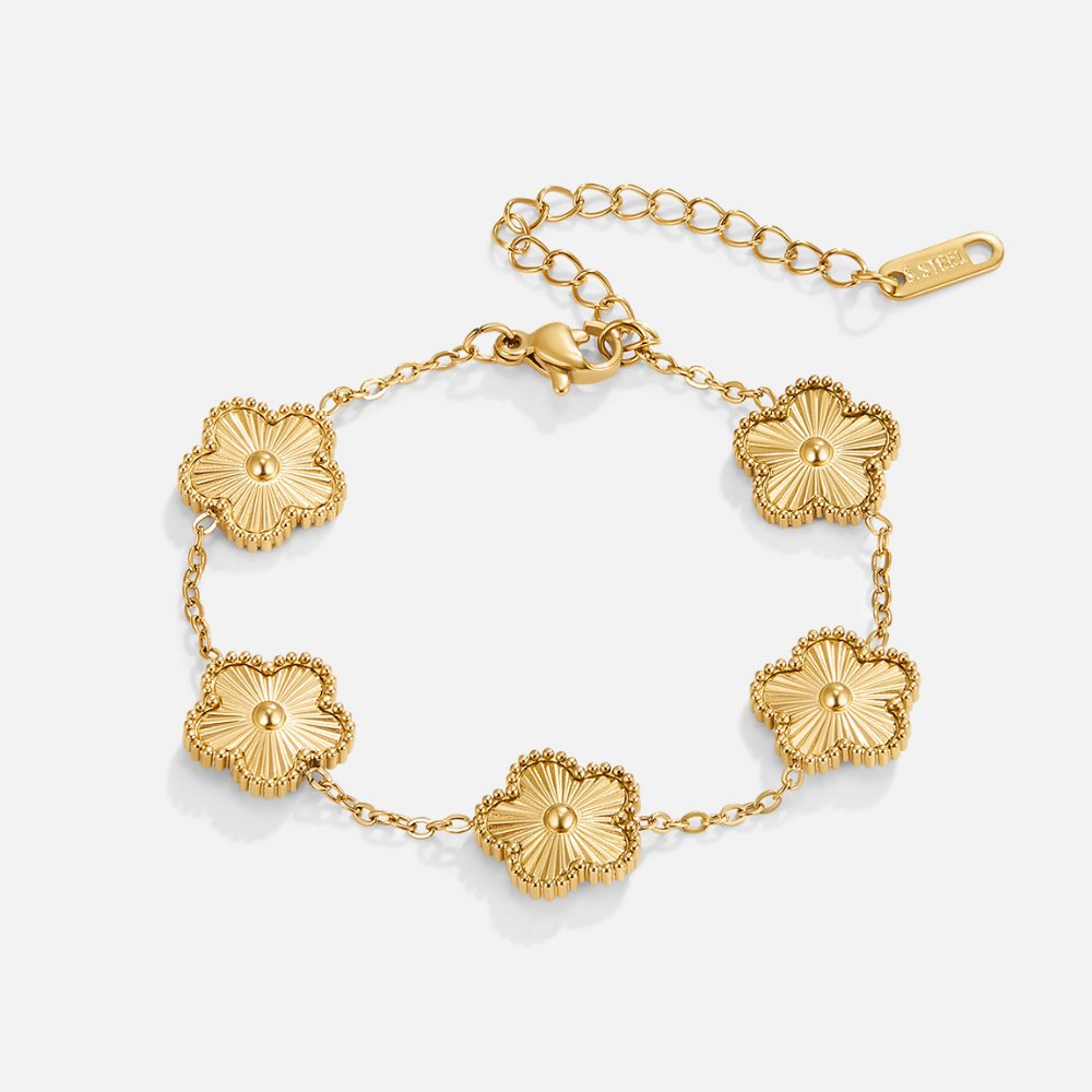 Goudkleurig vierbladig klaverarmband