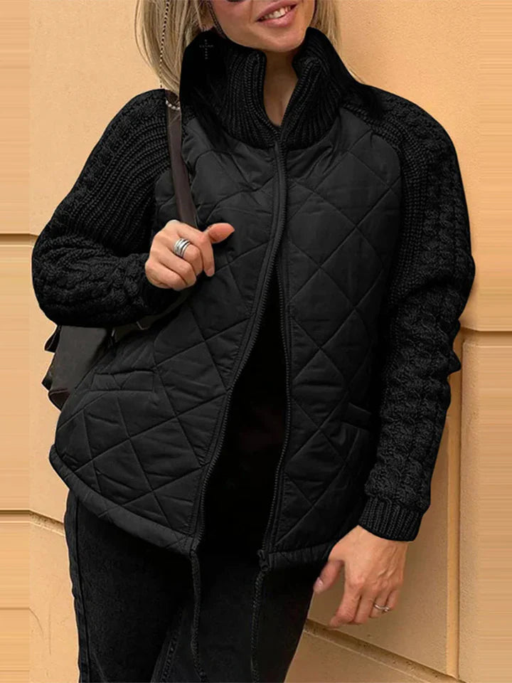 Casual patchwork jas met rits