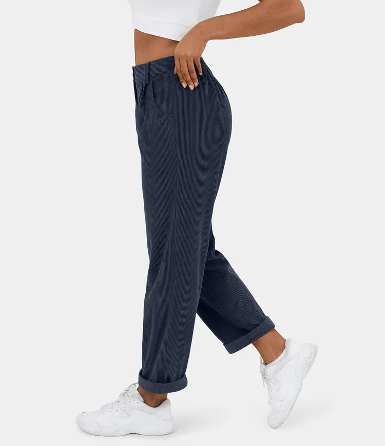 Middle Waist Urban Corduroy Broek