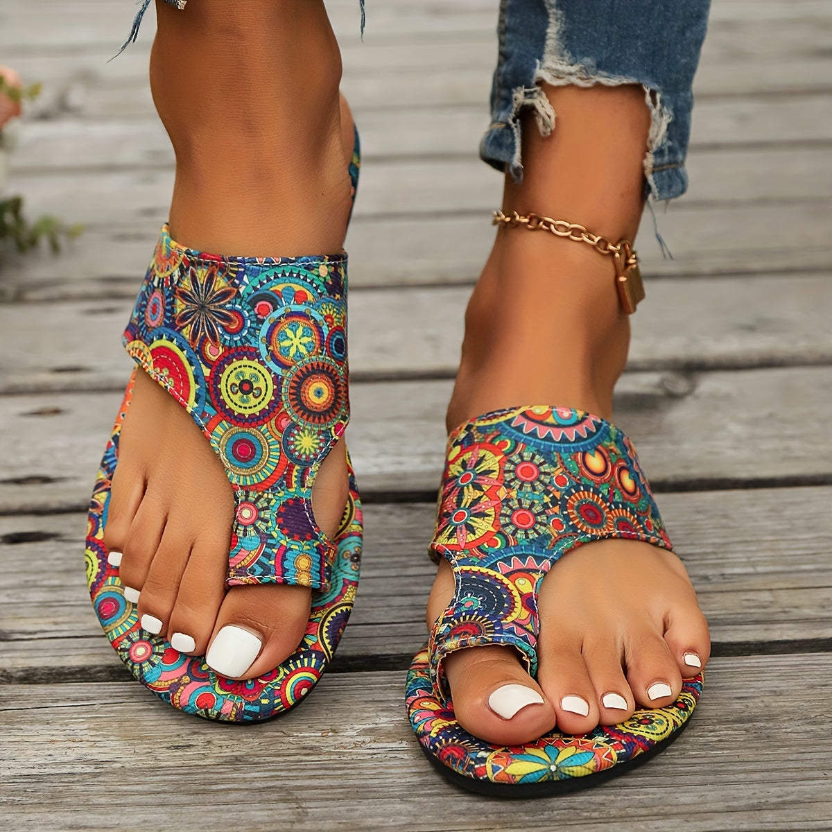Sandali Estivi Boho con Stampa Floreale