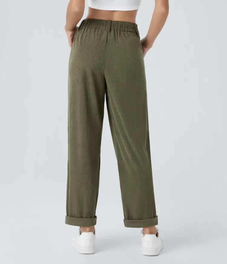 Middle Waist Urban Corduroy Broek