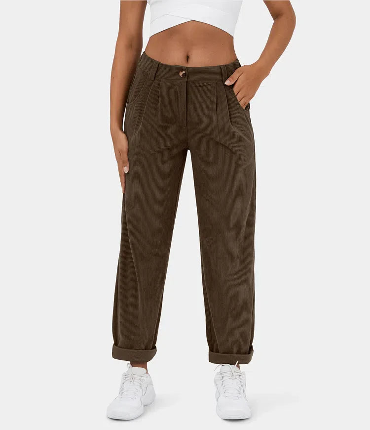 Middle Waist Urban Corduroy Broek