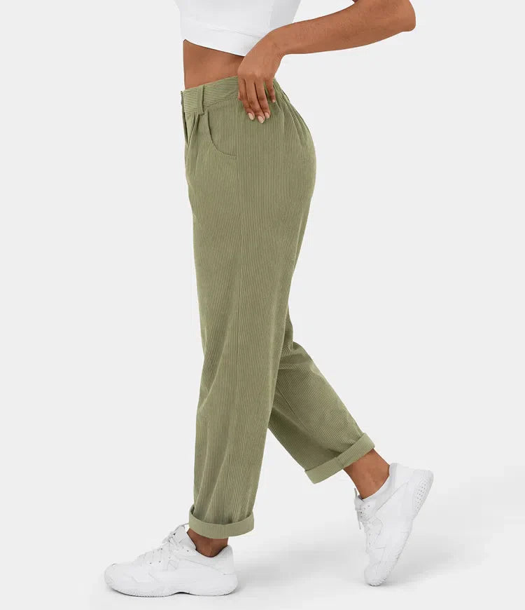 Middle Waist Urban Corduroy Broek