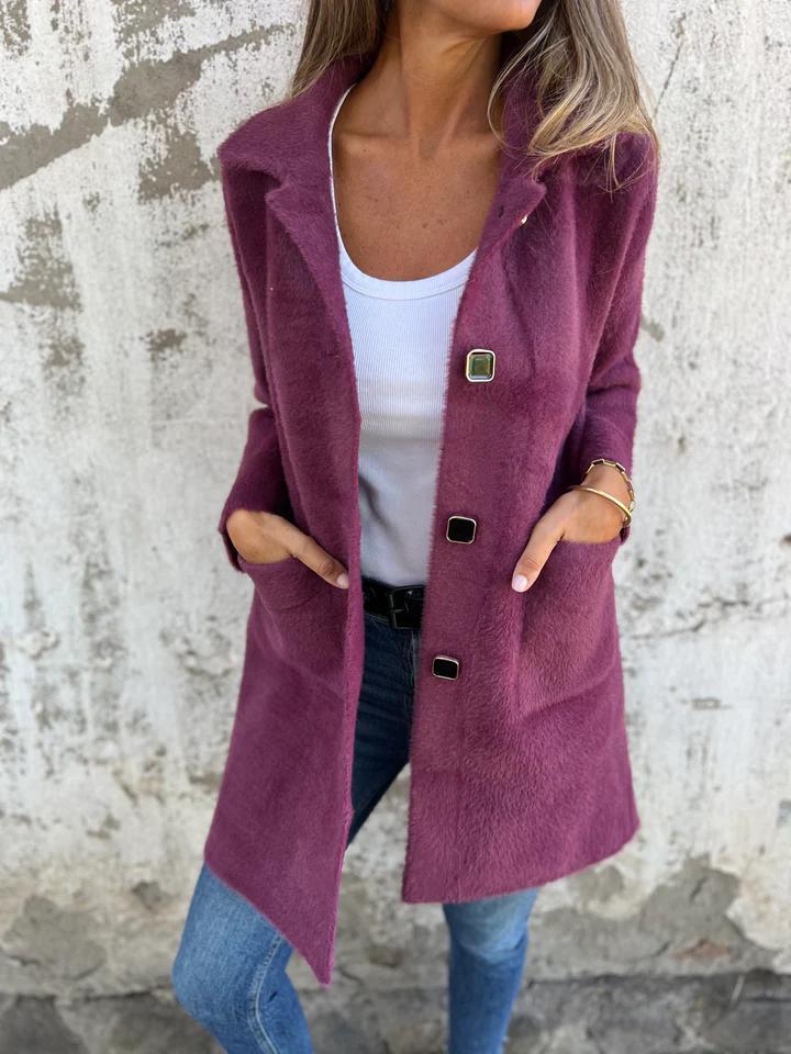 Warme casual jas met revers