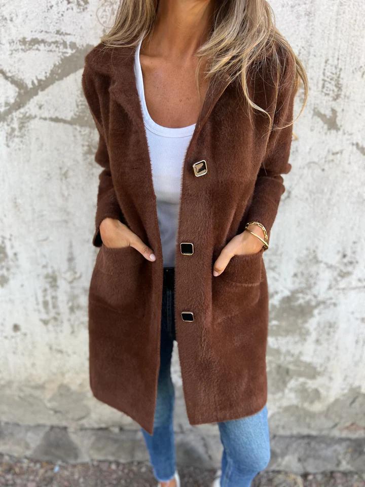 Warme casual jas met revers