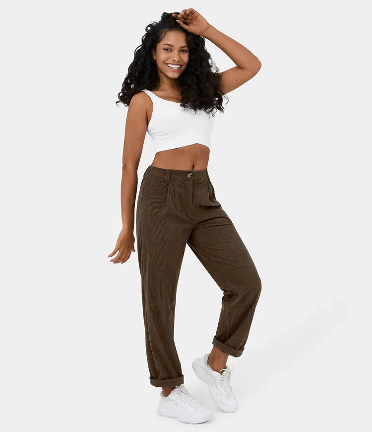 Middle Waist Urban Corduroy Broek