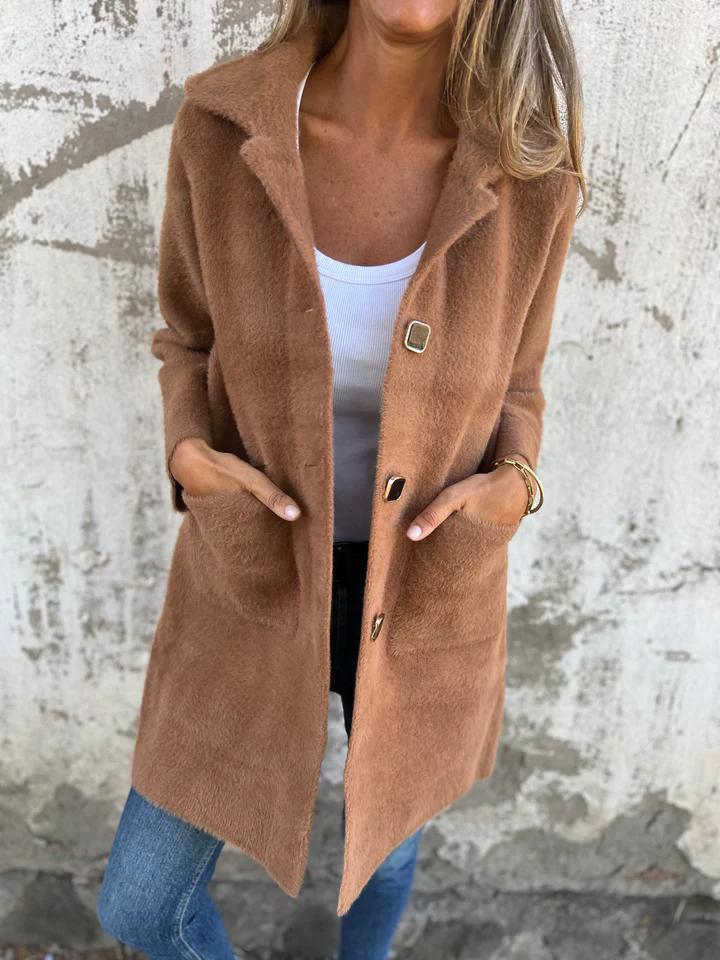 Warme casual jas met revers