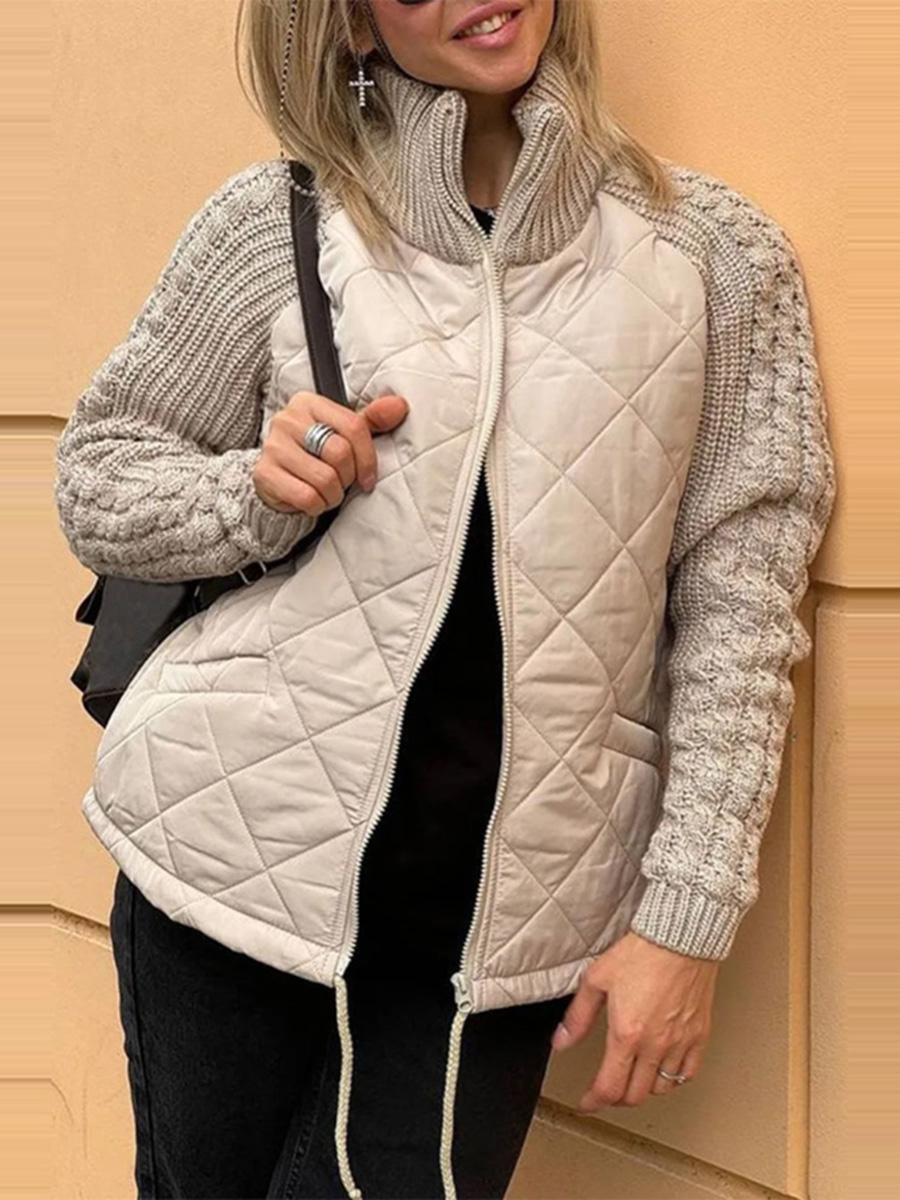 Casual patchwork jas met rits