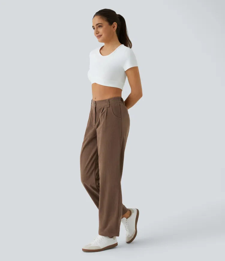 Middle Waist Urban Corduroy Broek