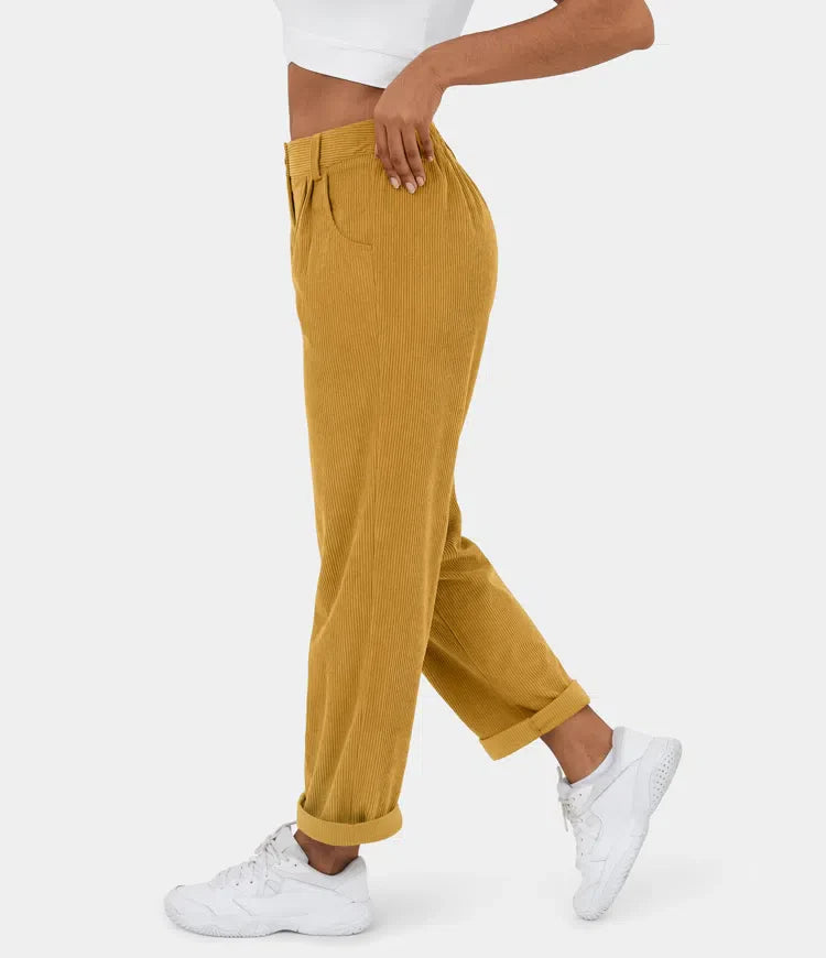 Middle Waist Urban Corduroy Broek