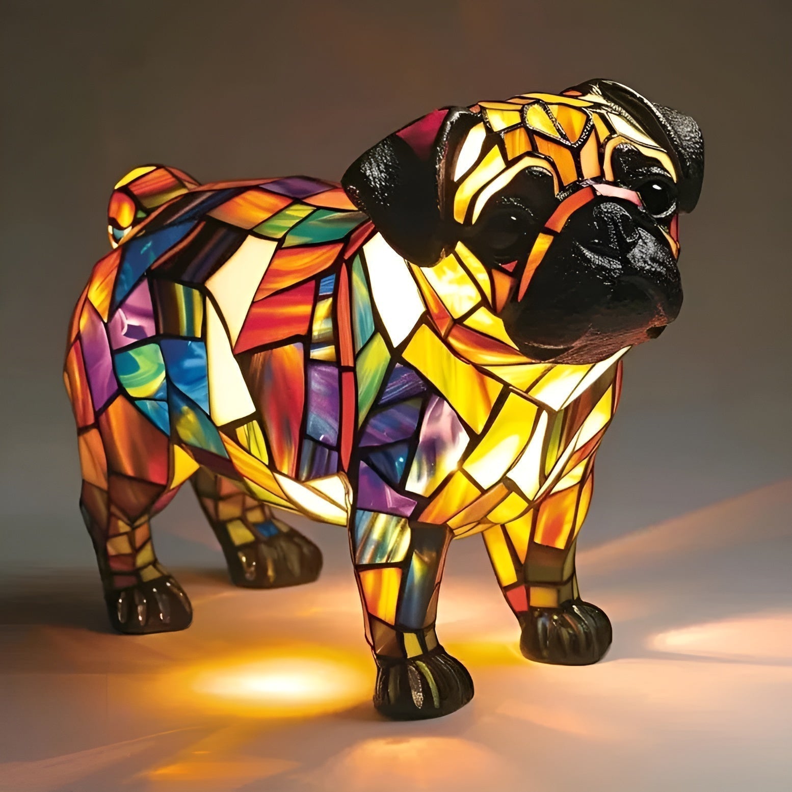 Praline – Stralende Pug Lamp van Geluk