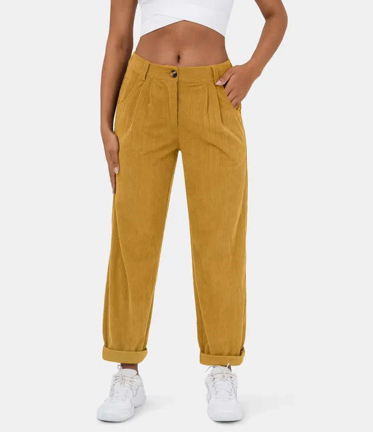 Middle Waist Urban Corduroy Broek