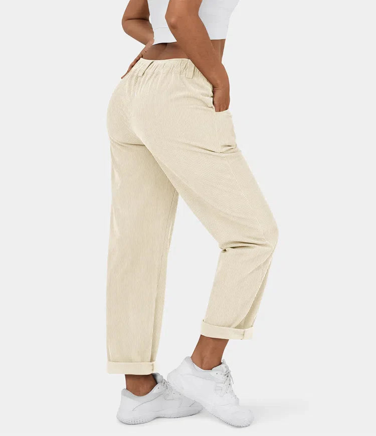 Middle Waist Urban Corduroy Broek