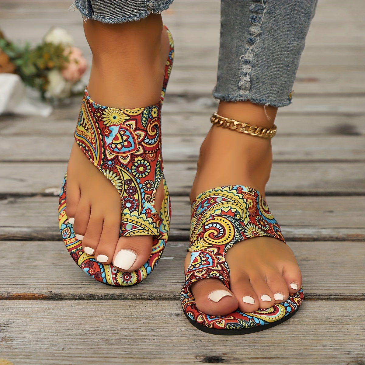 Sandali Estivi Boho con Stampa Floreale