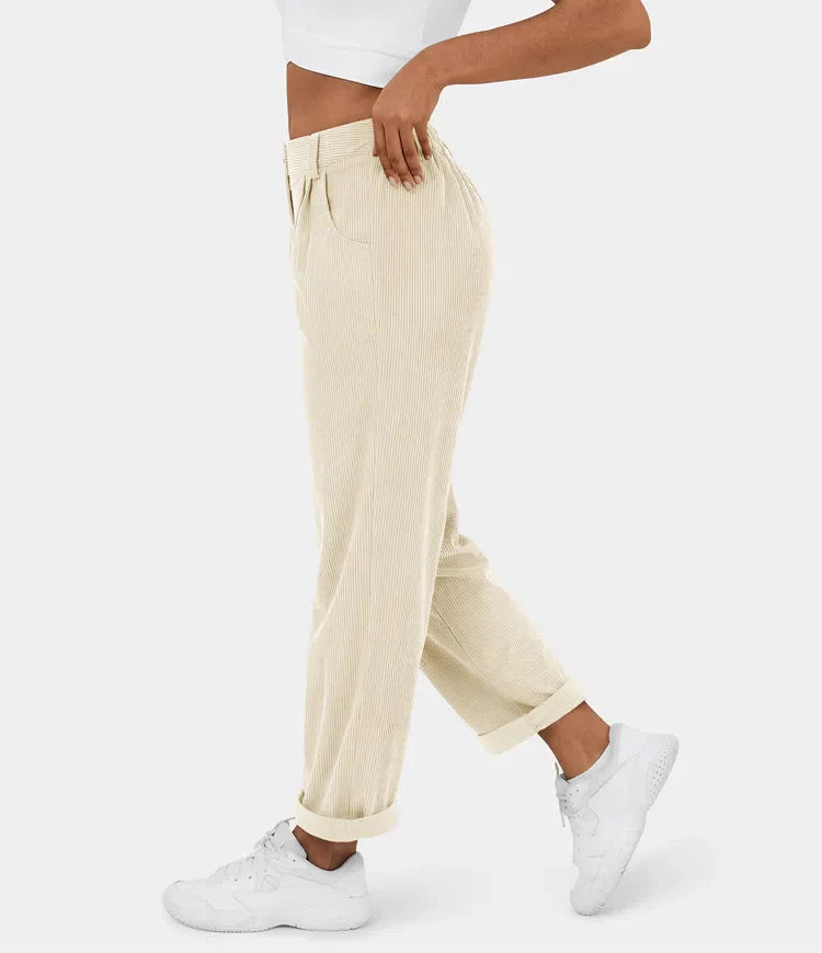 Middle Waist Urban Corduroy Broek