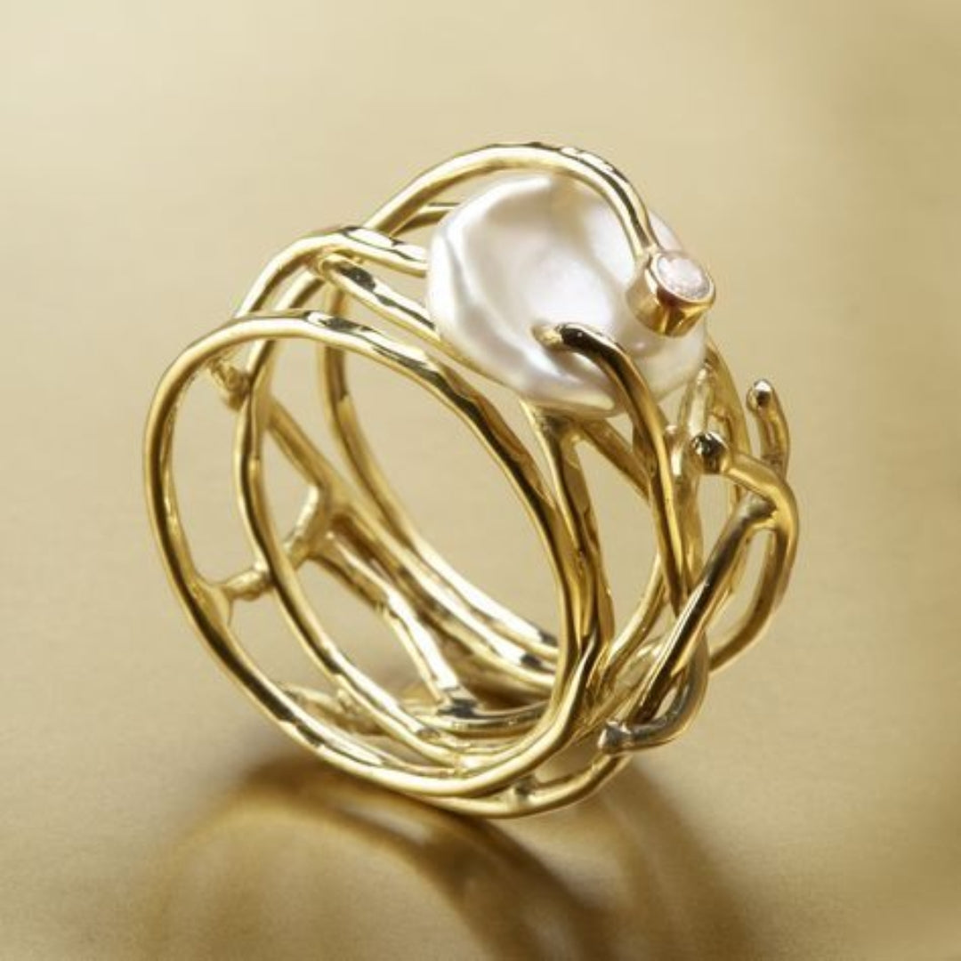 Samira - Dunne gouden parelring