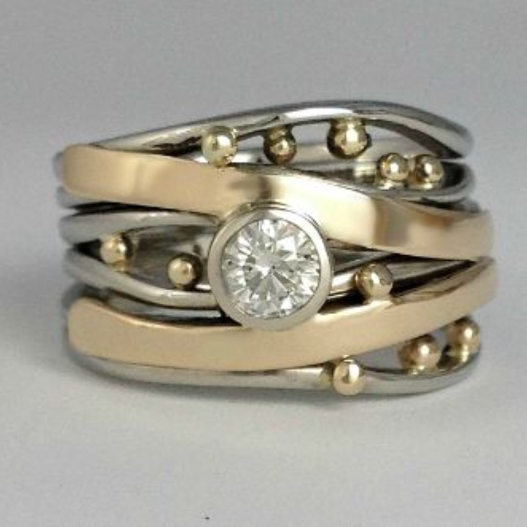 Royal - Vintage gouden ring met zirkonia-inleg