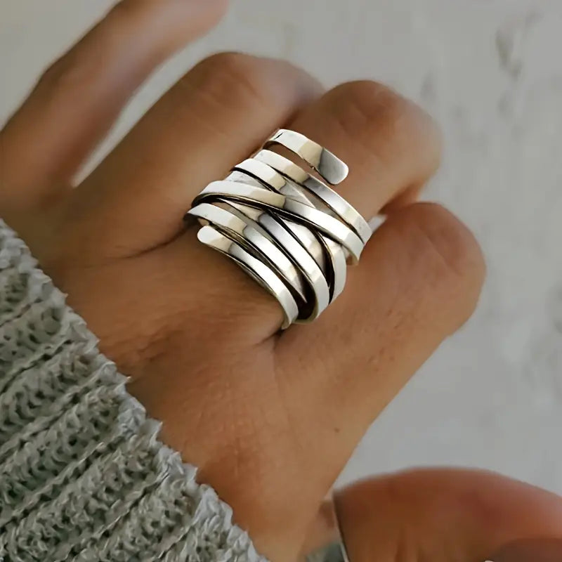 Bliss - Vintage dikke zilveren ring