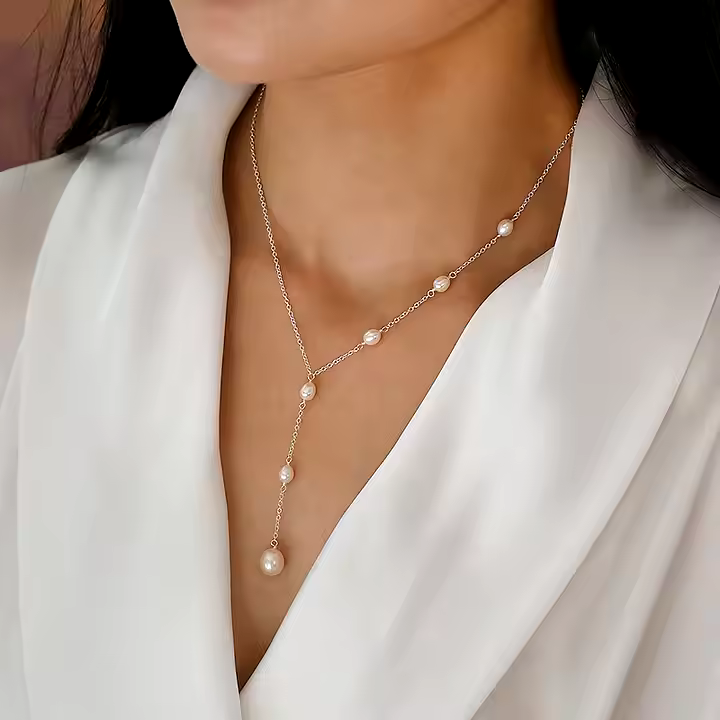 Vintage hangende parelketting