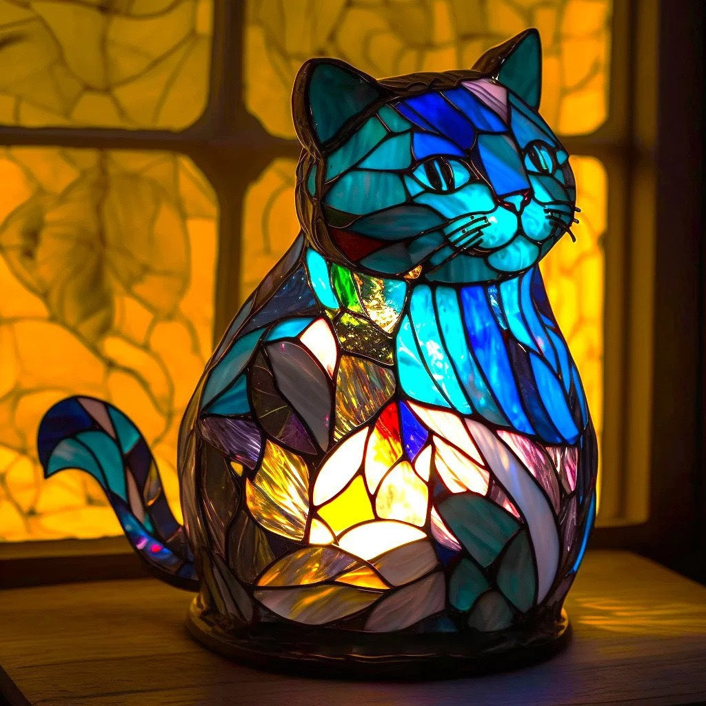 Nala – Magische kattenlamp van gekleurd glas