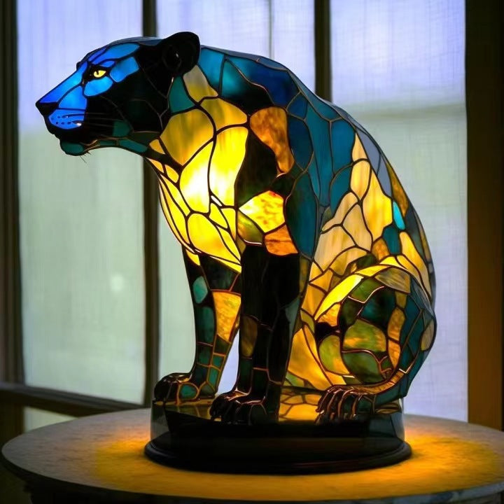 Pataud – Magische pantherlamp van gekleurd glas
