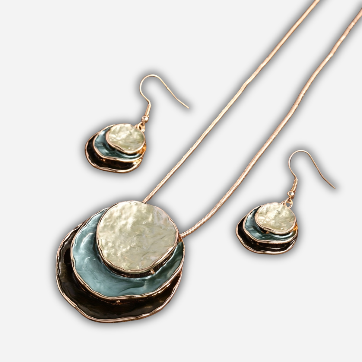 Boho sieradenset – oorbellen & ketting in retro multicolor stijl