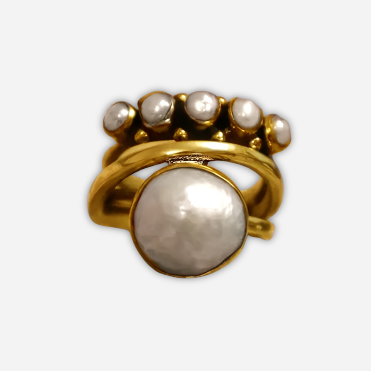 Vintage ring met kunstparel en lagerontwerp
