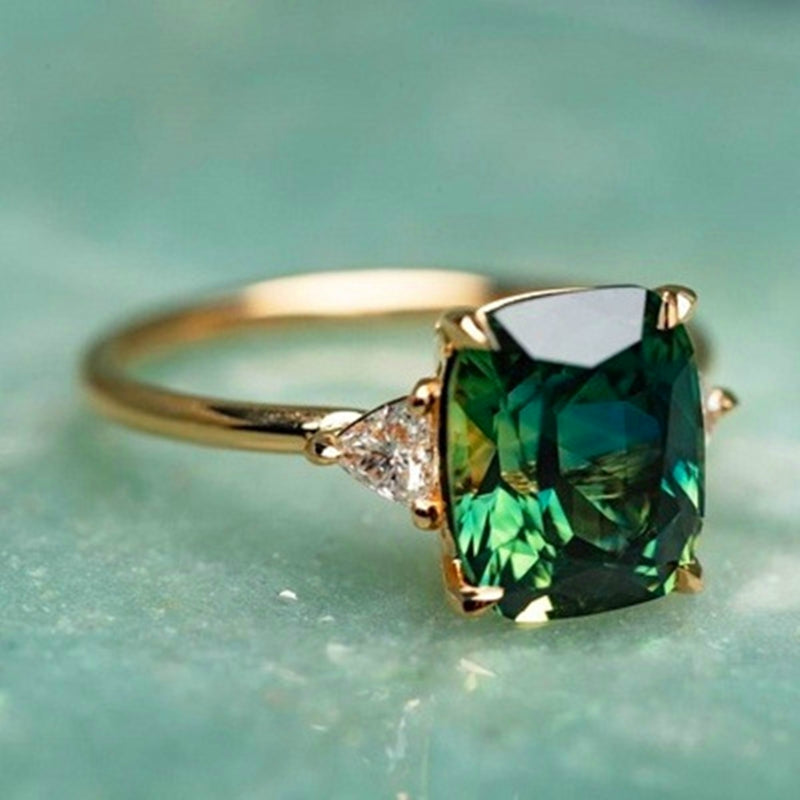Geluk - Groene zirkonia ring in goud
