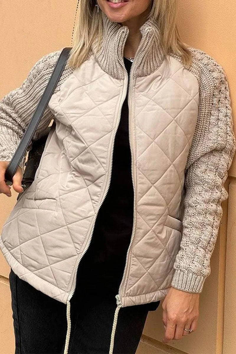 Casual patchwork jas met rits
