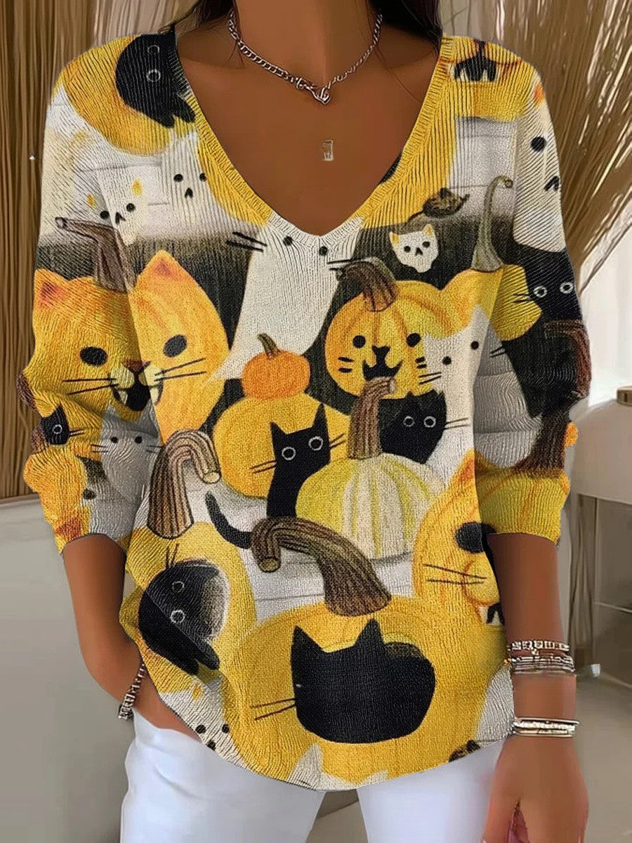 Béatrice – Gekleurde trui met V-hals