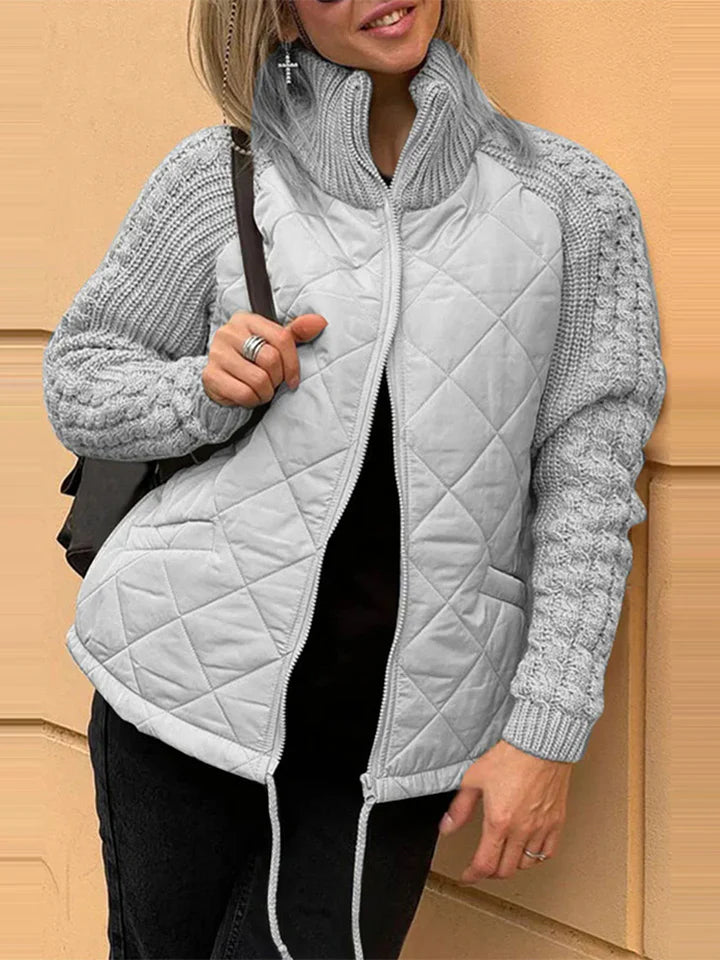 Casual patchwork jas met rits
