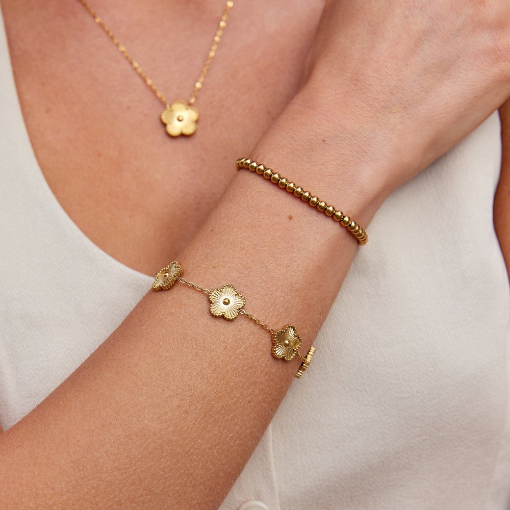 Goudkleurig vierbladig klaverarmband