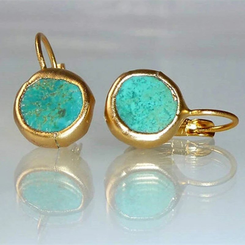 Turquoise gouden oorbellen