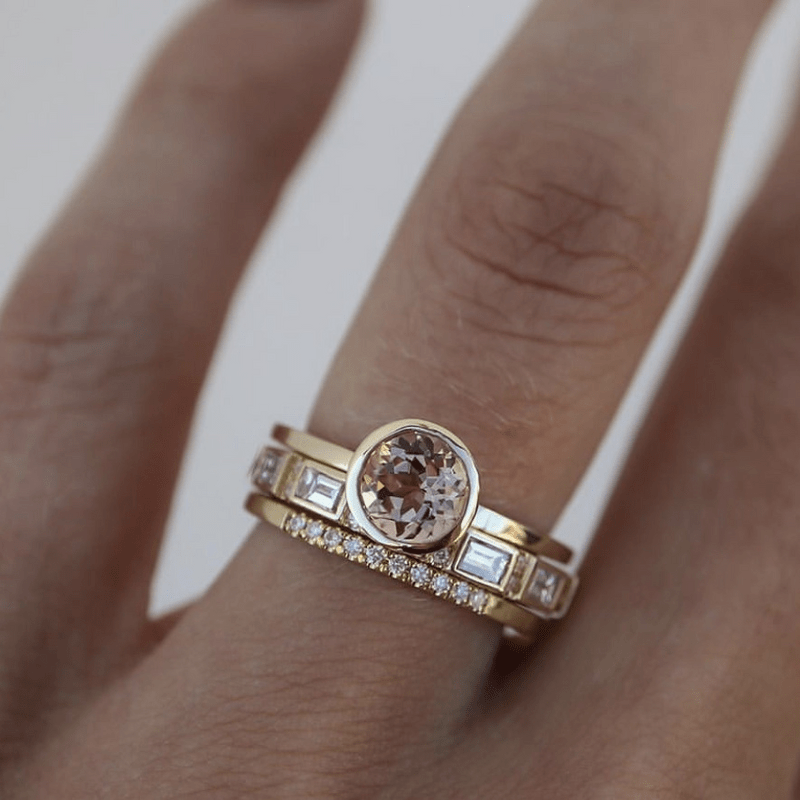 Hoop - Ingelegde Kristallen Gouden Ring Set