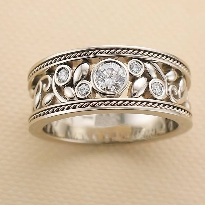 Vintage zilveren ring met zirkonia
