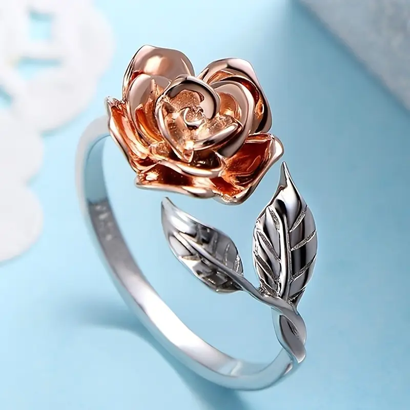 Vintage zilveren ring met bloem